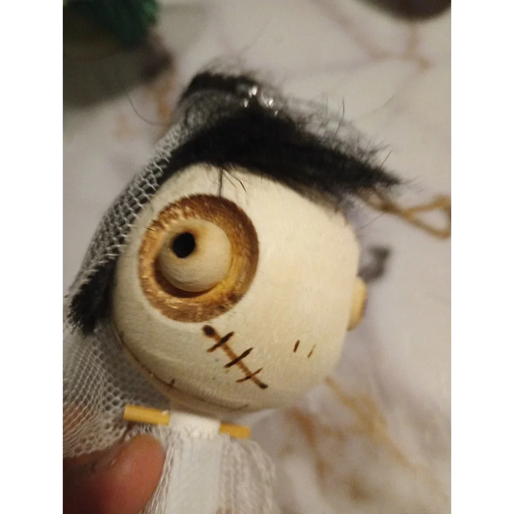 Pier 1 crazyhead skeleton Frankenstein bride ornament Halloween Collectible Rare